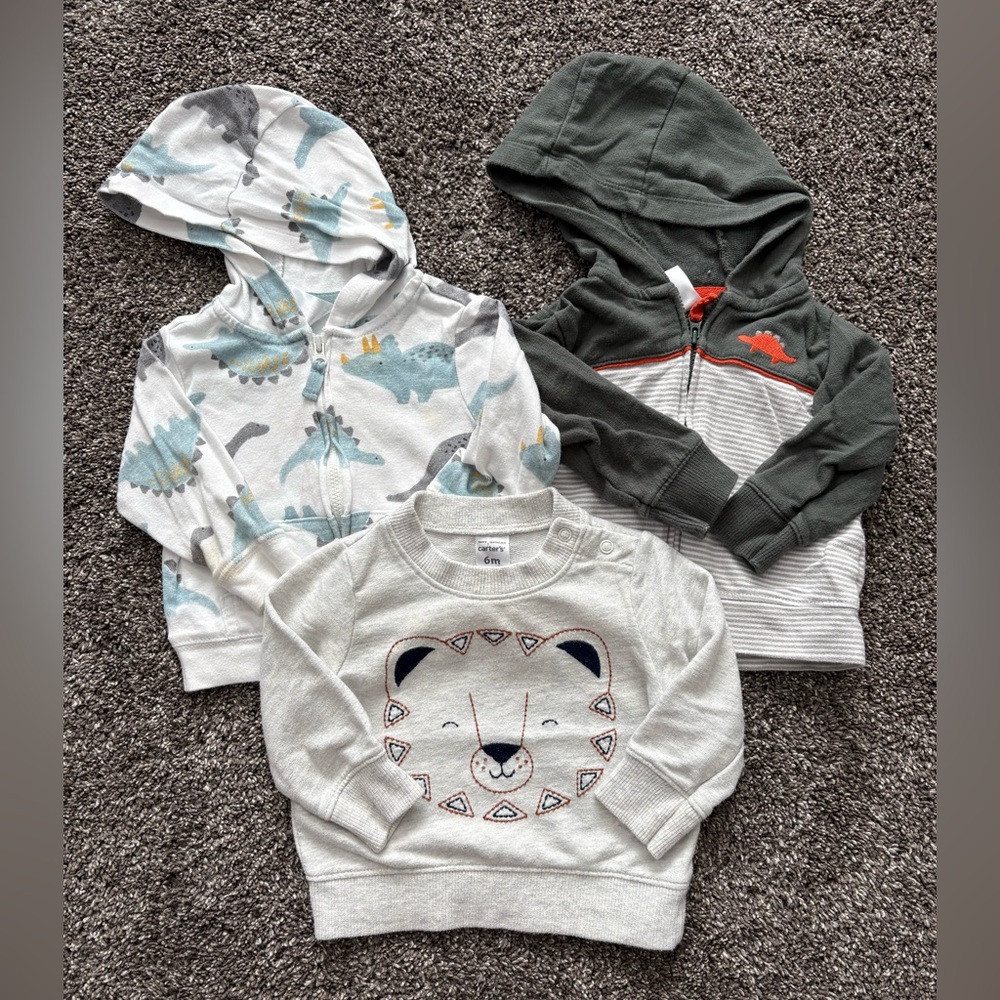 Carters Bundle (3) Infant Boy Hoodie/Crewneck, 6month